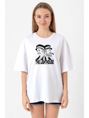 The Lighthouse Baseball Beyaz Kadın Oversize Tshirt
