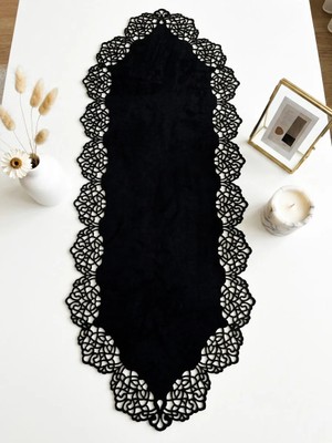 Ergüven Home Siyah Süet Kumaş Runner Sehpa Boyu 40X100 Cm