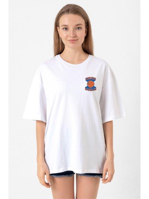 Dubious Handles Logo Beyaz Kadın Oversize Tshirt