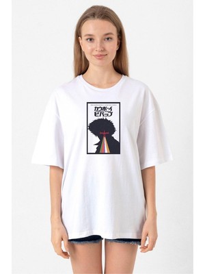 See You In Space Cowboys Minimalist Anime Poster Beyaz Kadın Oversize Tshirt