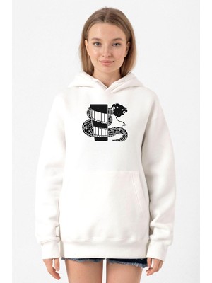Tshirthane Monogatari Anime Nadeko Snake Symbol Beyaz Kadın 3ip Kapşonlu Sweatshirt
