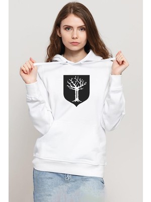 Tshirthane GOT House Forrester Beyaz Kadın 3ip Kapşonlu Sweatshirt