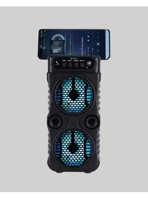 Ematcrt LED Işıklı Bluetoothlu Hoparlör Mikrofonlu Taşınabilir Ses Sistemi - Lisinya