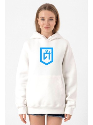 Tshirthane Idil Ural Tamga Beyaz Kadın 3ip Kapşonlu Sweatshirt