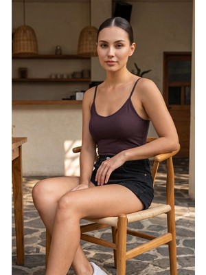 FullaModa Basic Ip Askılı Crop Body