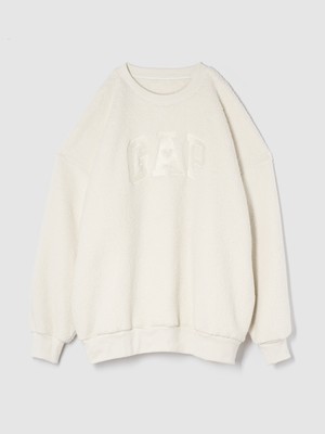 Gap Kadın Kırık Beyaz Gap Logo Oversize Sherpa Kalpli Sweatshirt