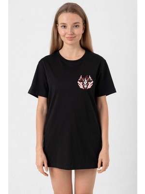 Beyblade Pegasus Minimalist Siyah Kadın Oversize Tshirt