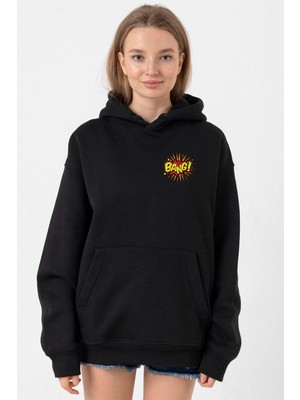 Tshirthane Big Bang Theory Bang Logo Siyah Kadın 3ip Kapşonlu