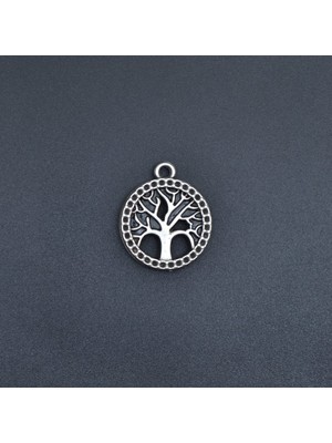 Alooya Minimal Yaşam Ağacı Gümüş Kaplama Kolye Ucu