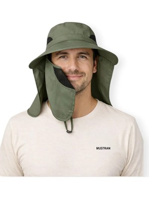 Mustran Güneş Korumalı Sök Tak Maskeli Enseli Güneş Şapkası Unisex Outdoor Yazlık Şapka