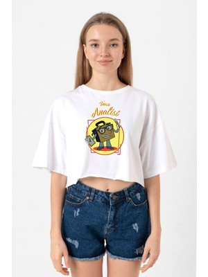 The Umbrella Academy Team Analist Beyaz Kadın Crop Tshirt