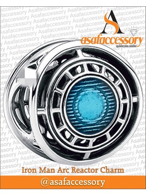 Asaf Accessory Iron Man Reaktör Charm Gümüş Kaplama