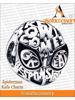 Asaf Accessory Gri Spiderman Kafa Charm Gümüş Kaplama