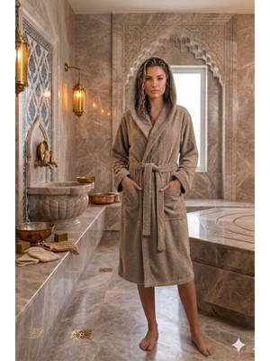 Embays Collection Kapüşonlu Bornoz ,bukle Bornoz, %100 Pamuklu ,hamam Sauna Bornoz Kadın / Unisex Bornoz