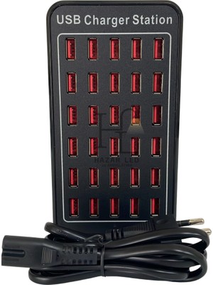 Hazar Led 30 Port USB Şarj Istasyonu 150 Watt Çoklu USB Şarj Aleti