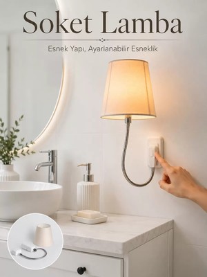 Nemere İthalat Soket Tipi Ayarlanabilir Başlıklı Dekoratif Gece Lambası Nemere Ithalat