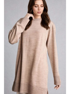 DeFacto Regular Fit Bisiklet Yaka Triko Bej Tunik H3431AZ26AU