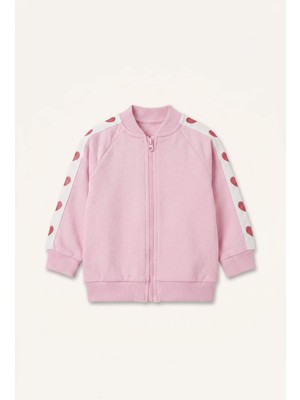 DeFacto Kalp Baskılı Kalın Sweatshirt Kumaşı Fermuarlı Sweathirt Hırka Kız Bebek I0212A526AU