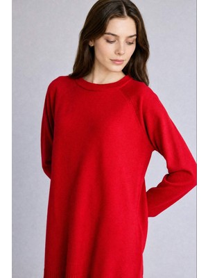 DeFacto Regular Fit Bisiklet Yaka Kırmızı Triko Tunik C4474AX26AU