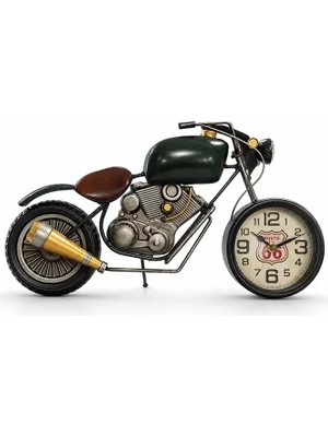 Retro Motosiklet Tasarımlı Duvar Saati - Metal - 44X24 cm Dekoratif Obje Midastech