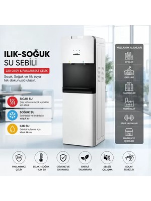 Su Sebili - Sıcak, Ilık ve Soğuk Su Seçenekli - Üstten Yüklemeli Midastech