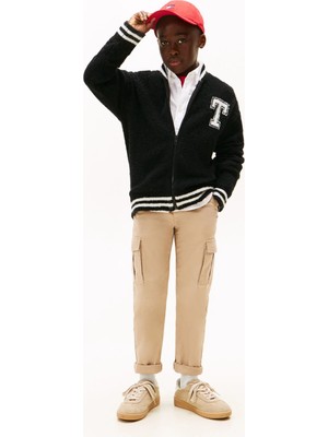 Tommy Hilfiger Siyah Erkek Çocuk Bomber Regular Fit Desenli Hırka KB0KB09975BDS