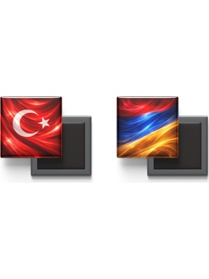 İberk Buzdolap Magnetleri - Ermenistan Bayrağı ve Türk Bayrağı - 2'li Set Magneti