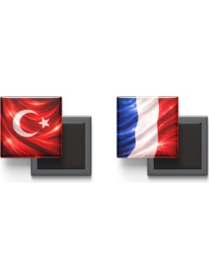 İberk Buzdolap Magnetleri - Fransa Bayrağı ve Türk Bayrağı - 2'li Set Magneti