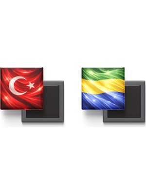 İberk Buzdolap Magnetleri - Gabon Bayrağı ve Türk Bayrağı - 2'li Set Magneti