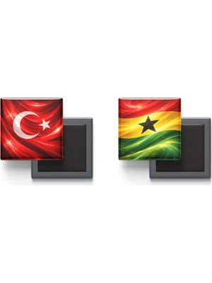 İberk Buzdolap Magnetleri - Gana Bayrağı ve Türk Bayrağı - 2'li Set Magneti