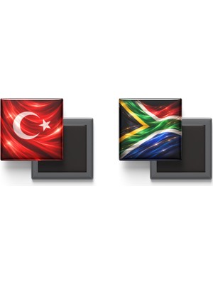İberk Buzdolap Magnetleri - Güney Afrika Bayrağı ve Türk Bayrağı - 2'li Set Magneti