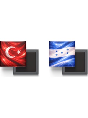 İberk Buzdolap Magnetleri - Honduras Bayrağı ve Türk Bayrağı - 2'li Set Magneti