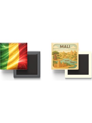 İberk Buzdolap Magnetleri - Mali Bayrağı ve Paper Cut Tema - 2'li Set Magneti