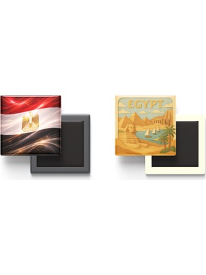 İberk Buzdolap Magnetleri - Mısır Bayrağı ve Paper Cut Tema - 2'li Set Magneti