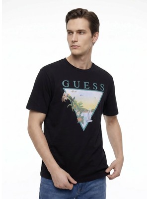 Guess Siyah Erkek Regular Fit Baskılı T-Shirt M6GI49K3584-JBLK Siyah T-Shirt