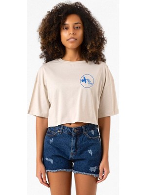 The Mentalist Blue Bird Lodge Bej Kadın Crop Tshirt