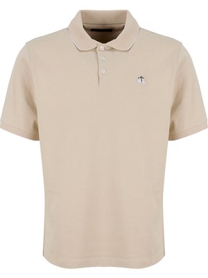 Brooks Brothers Bej Erkek Logo Baskılı T-Shirt