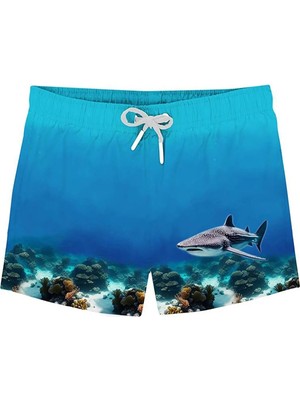 Slipstop Mavi Erkek Çocuk Desenli Şort Mayo Giant Short
