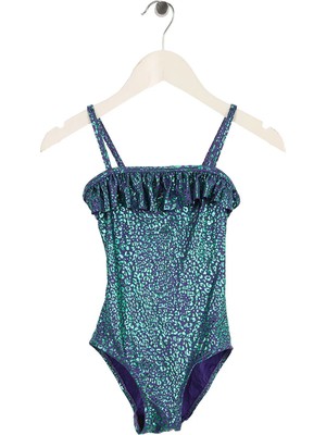 Slipstop Yeşil Kız Çocuk Desenli Mayo Lunaxa Green Junior Swimsuit