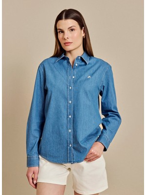 Brooks Brothers Mavi Kadın Denim Gömlek BBSS26FDS001