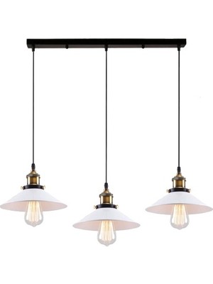 Rsylight Rys Tasarım Retro Metal Beyaz Sıralı Sarkıt Avize GENIŞLIK:60CM