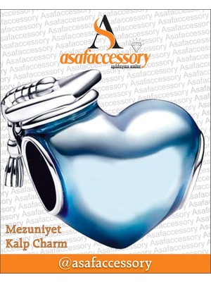 Asaf Accessory Mezuniyet Kalp Charm Gümüş