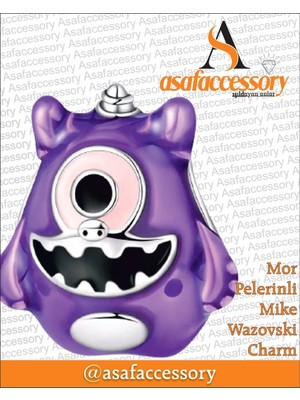 Asaf Accessory Mor Pelerinli Mike Wazovski Charm Asafaccessory