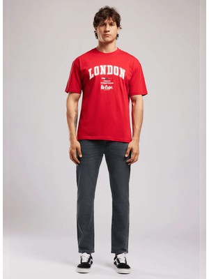 Lee Cooper Kırmızı Erkek Loose Fit Yazı Baskılı T-Shirt 262 Lcm 242021 Clıff Kırmızı