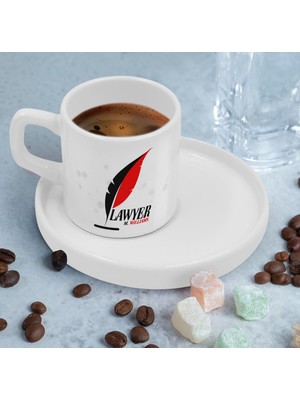 Bk Gift Kişiye Özel Sunum Tabaklı Avukat Tasarımlı Kahve Fincanı-7, Sevgiliye Hediye, Arkadaşa Hediye, Avukata Hediye