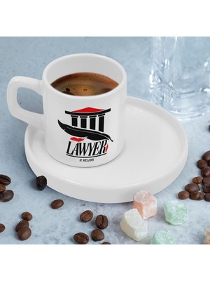 Bk Gift Kişiye Özel Sunum Tabaklı Avukat Tasarımlı Kahve Fincanı-2, Sevgiliye Hediye, Arkadaşa Hediye, Avukata Hediye