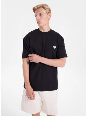 gmg firenze Gmg Fırenze Siyah Erkek Oversize Logo Baskılı T-Shirt GU26MSS03046