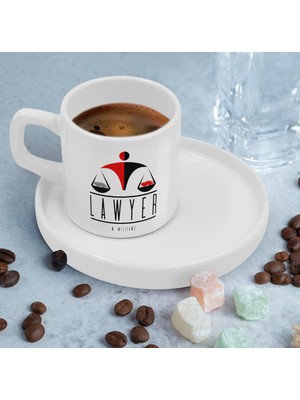 Bk Gift Kişiye Özel Sunum Tabaklı Avukat Tasarımlı Kahve Fincanı-3, Sevgiliye Hediye, Arkadaşa Hediye, Avukata Hediye