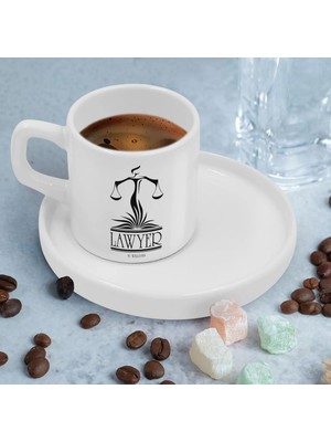 Bk Gift Kişiye Özel Sunum Tabaklı Avukat Tasarımlı Kahve Fincanı-4, Sevgiliye Hediye, Arkadaşa Hediye, Avukata Hediye