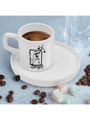 Bk Gift Kişiye Özel Sunum Tabaklı Avukat Tasarımlı Kahve Fincanı-15, Sevgiliye Hediye, Arkadaşa Hediye, Avukata Hediye